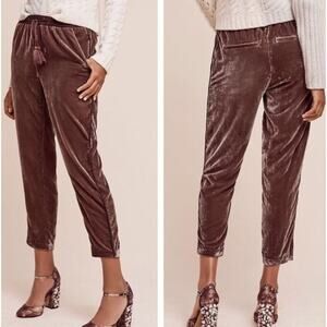 Elevenses Anthropologie velvet small track joggers brown pants